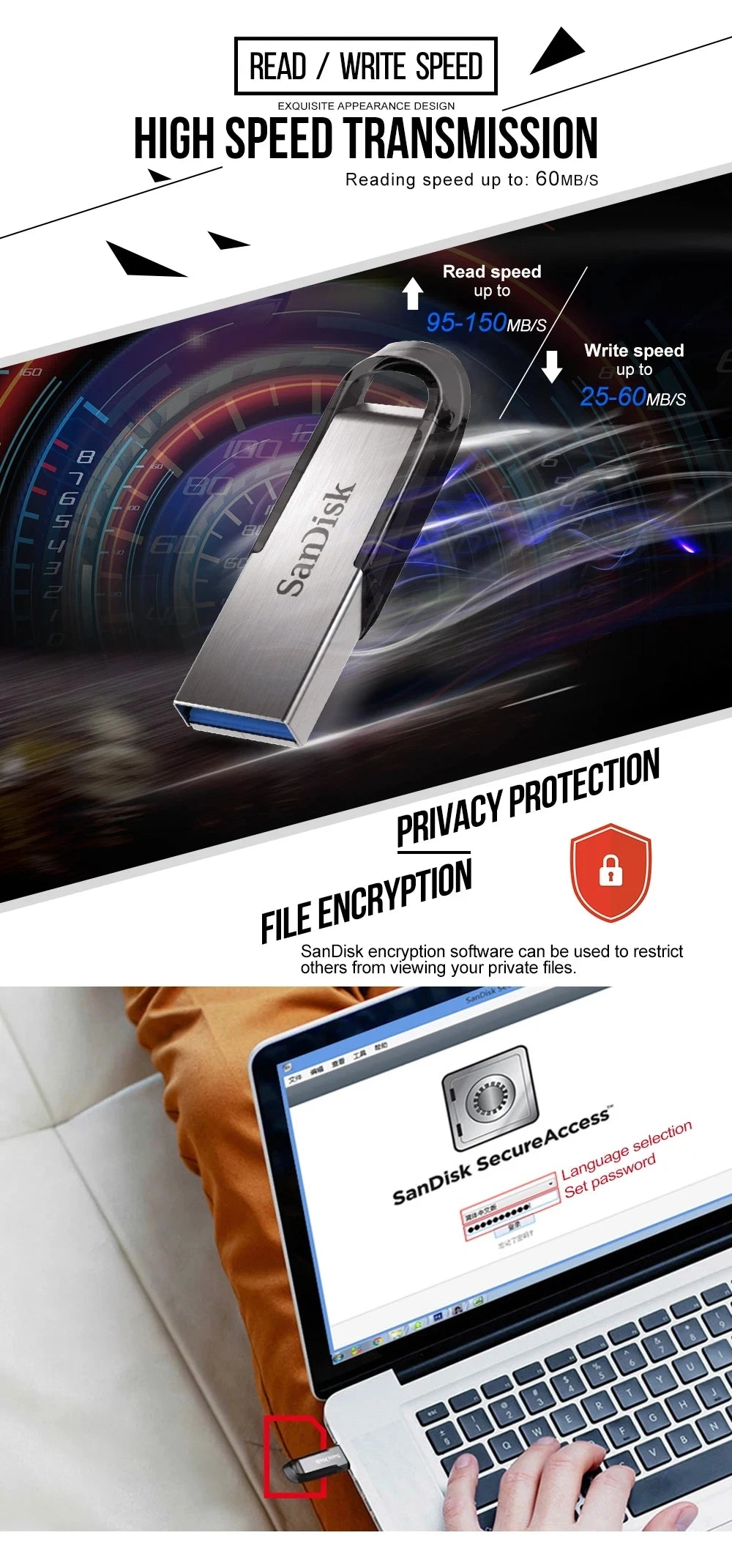 Sandisk 3.0 USB Flash Drive 32-512Gb