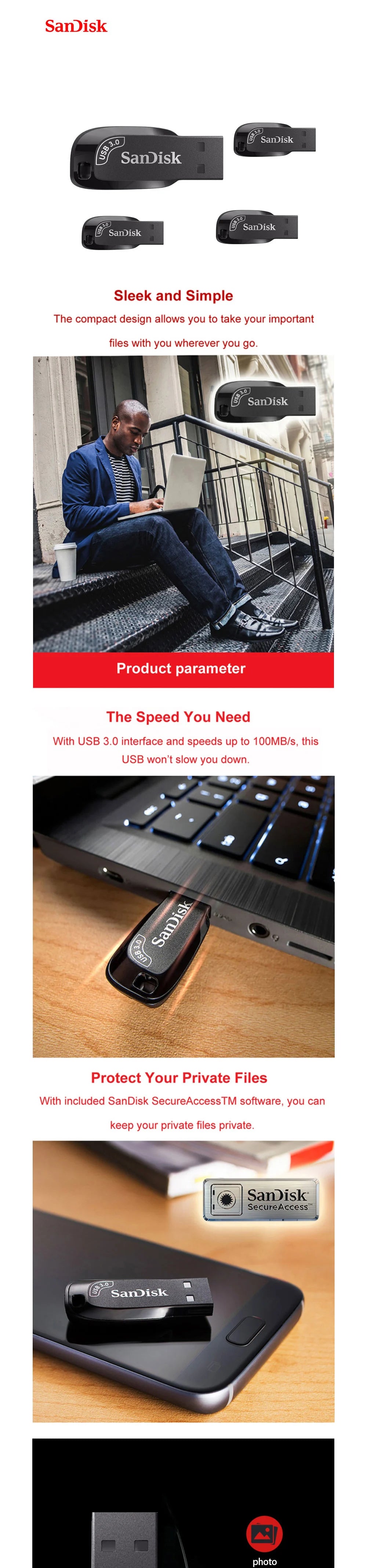 Sandisk 3.0 USB Flash Drive 32-512Gb