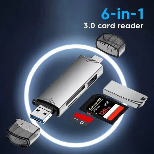 6-in-1 USB 3.0 Flash Drive and Card Reader
