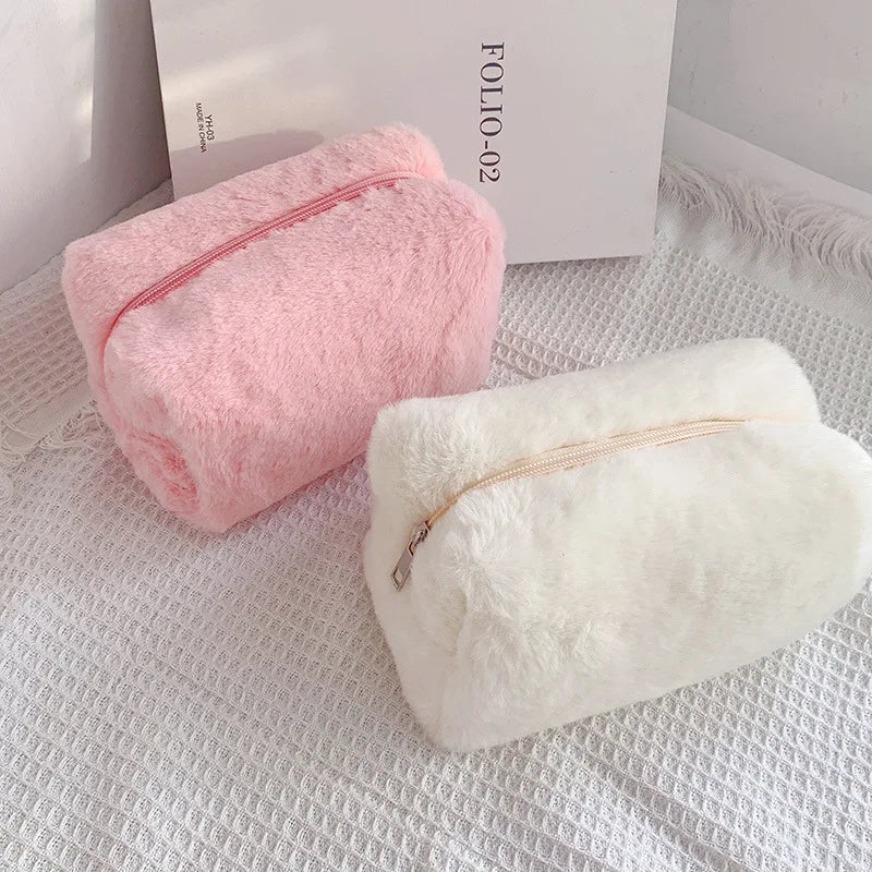 Solid Fur Cosmetic Storage Bag