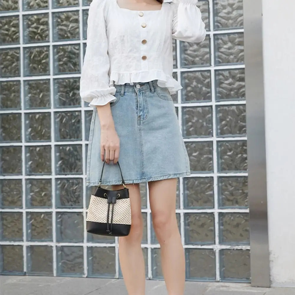 Bundle Pocket Straw Crossbody Bag