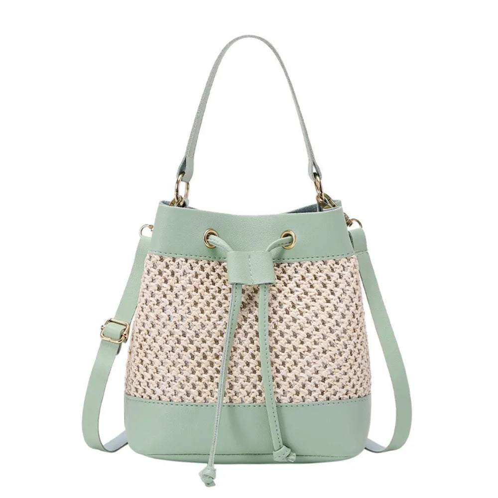 Bundle Pocket Straw Crossbody Bag
