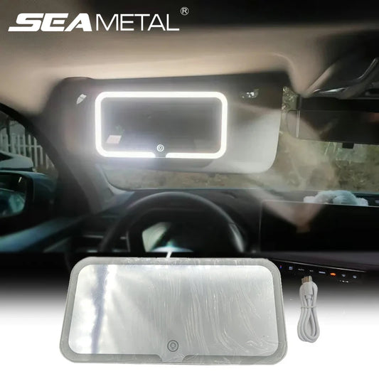 Car Visor Makeup Mirror with LED Light