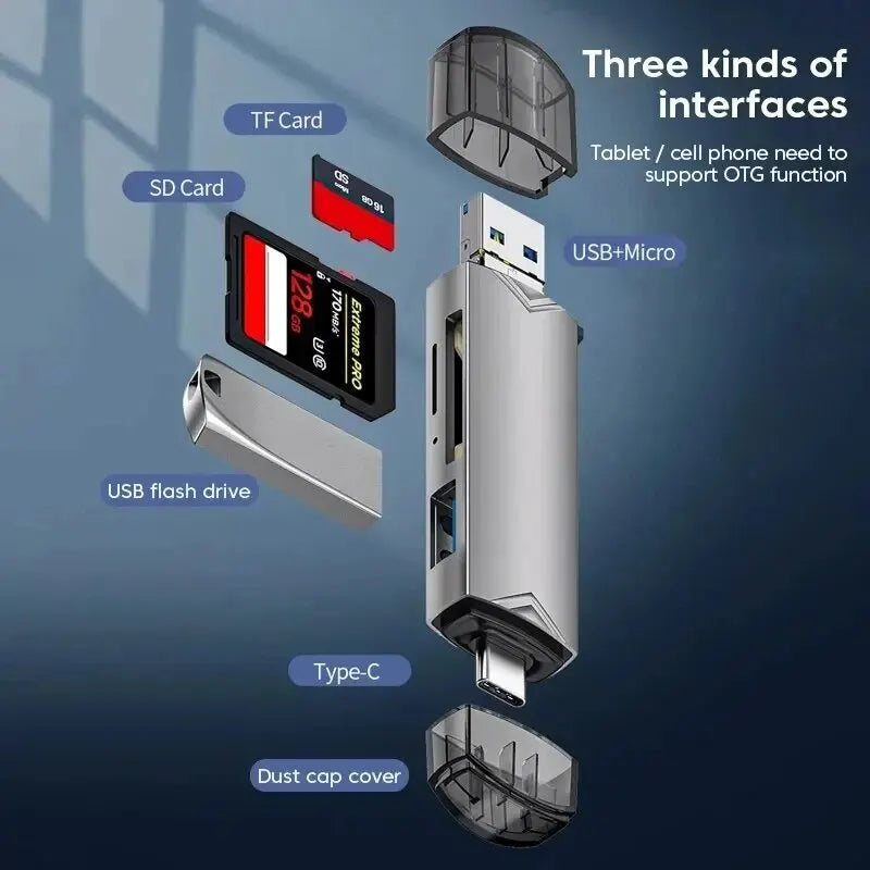 6-in-1 USB 3.0 Flash Drive and Card Reader