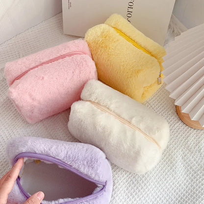 Solid Fur Cosmetic Storage Bag