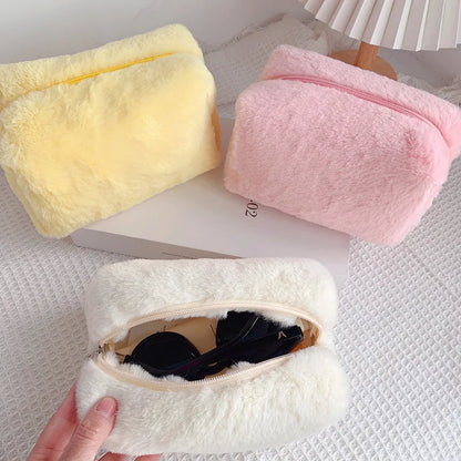 Solid Fur Cosmetic Storage Bag