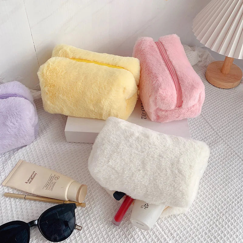 Solid Fur Cosmetic Storage Bag