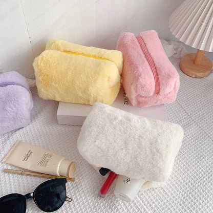 Solid Fur Cosmetic Storage Bag