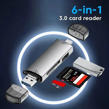 6-in-1 USB 3.0 Flash Drive and Card Reader
