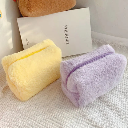Solid Fur Cosmetic Storage Bag