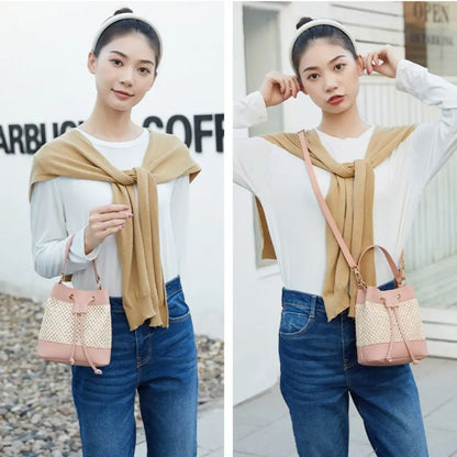 Bundle Pocket Straw Crossbody Bag