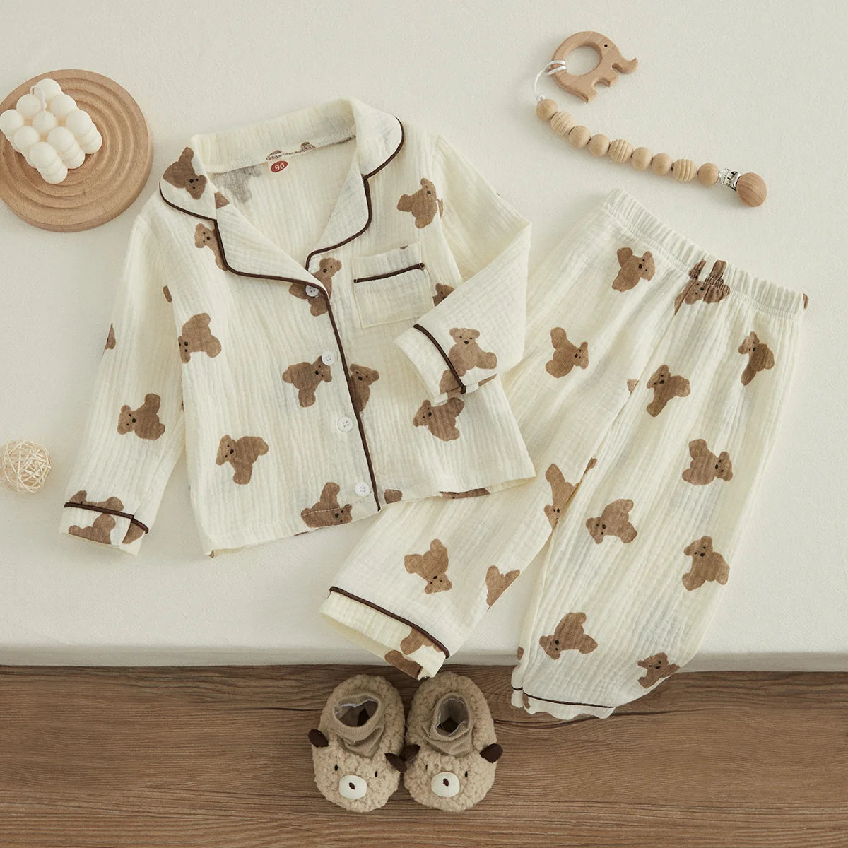 Kid's Pajama Suit Bear Print
