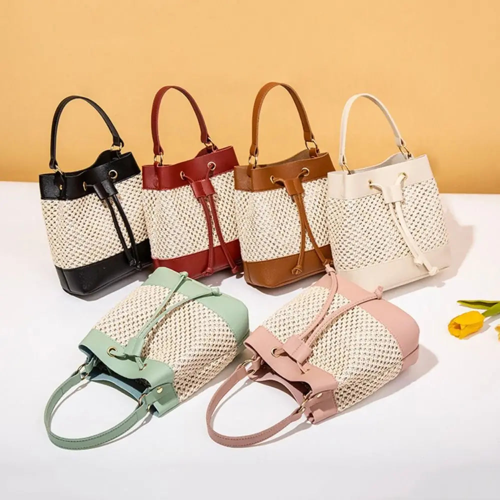 Bundle Pocket Straw Crossbody Bag
