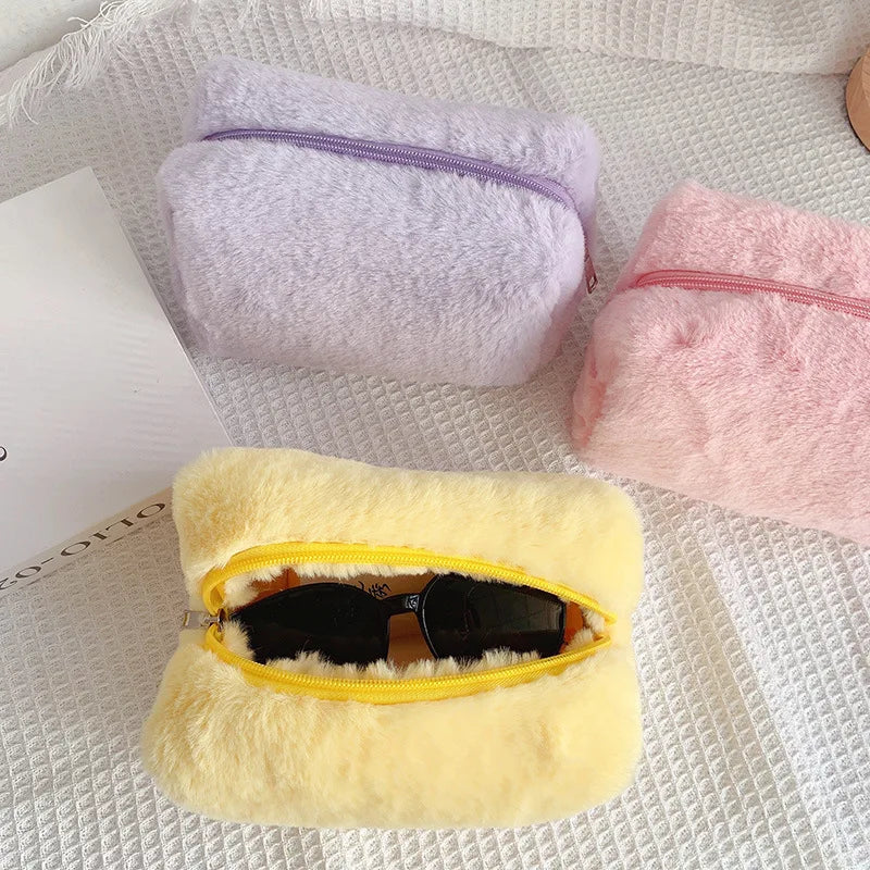 Solid Fur Cosmetic Storage Bag
