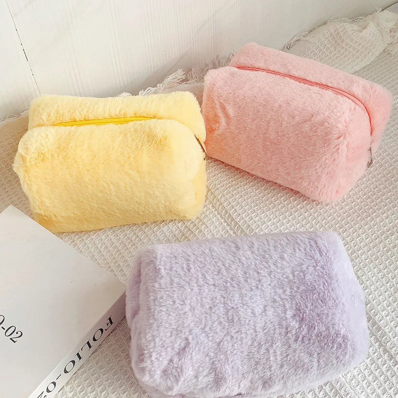 Solid Fur Cosmetic Storage Bag