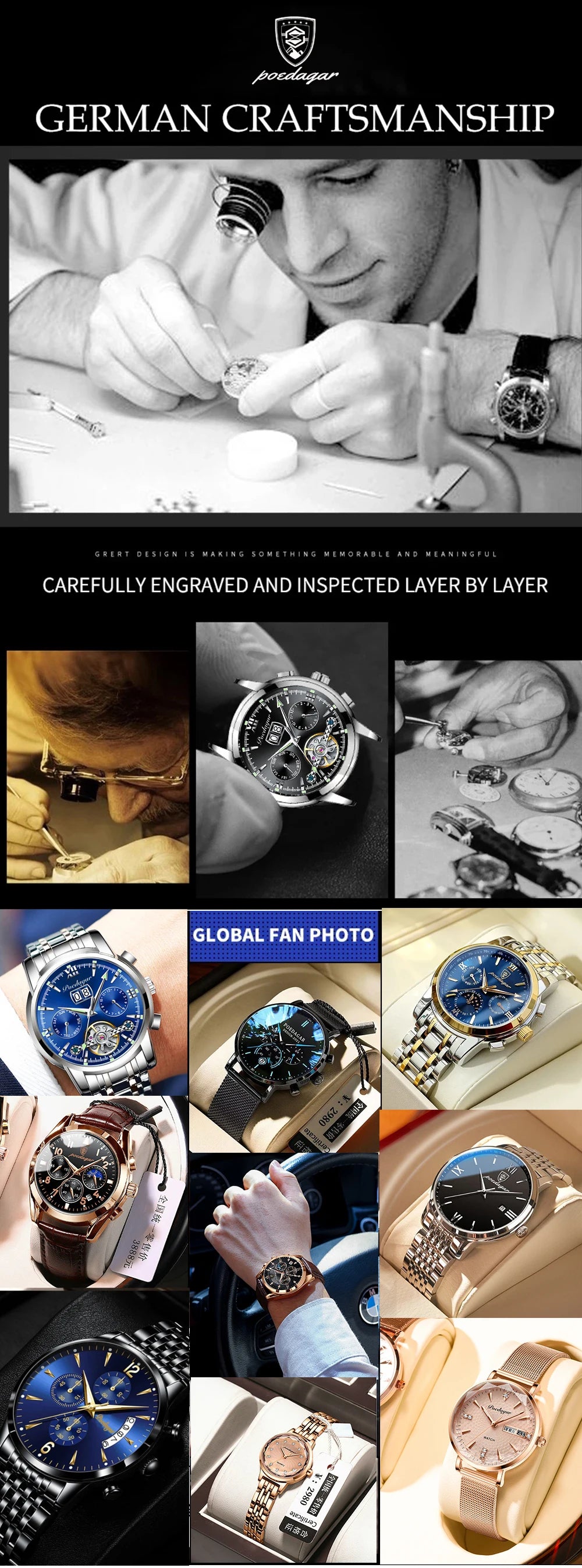 POEDAGAR Luxury Men's Wristwatch