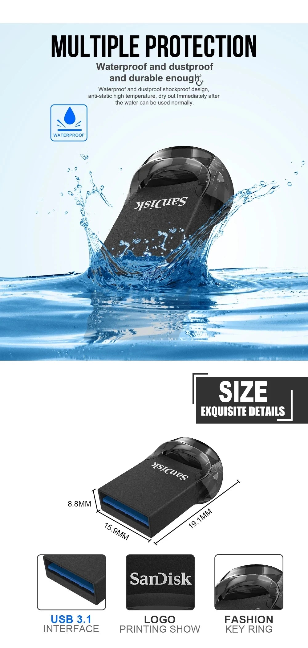 Sandisk 3.0 USB Flash Drive 32-512Gb