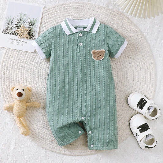 Baby Jumpsuit with Bear Patch
