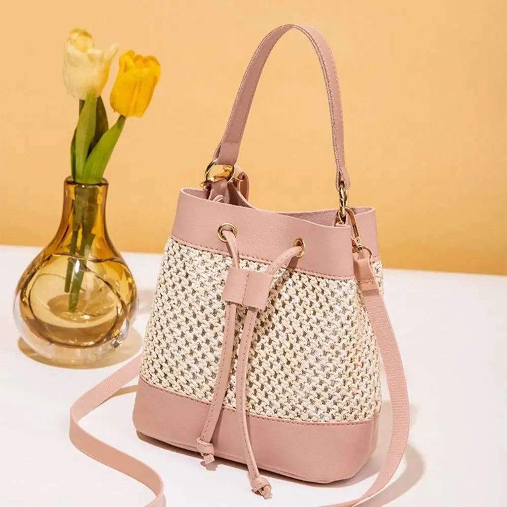Bundle Pocket Straw Crossbody Bag