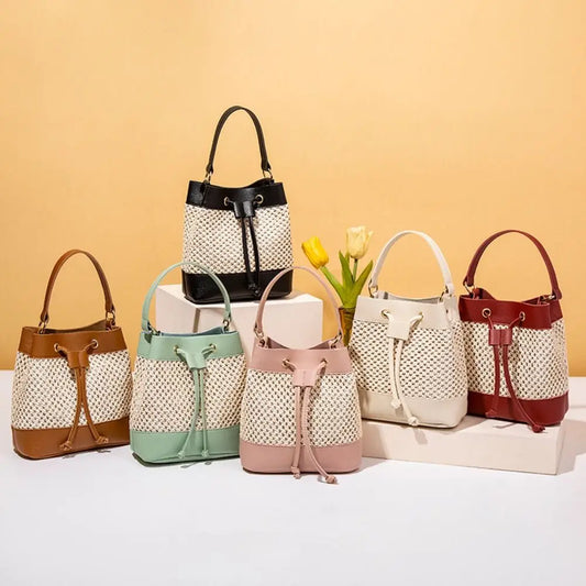 Bundle Pocket Straw Crossbody Bag