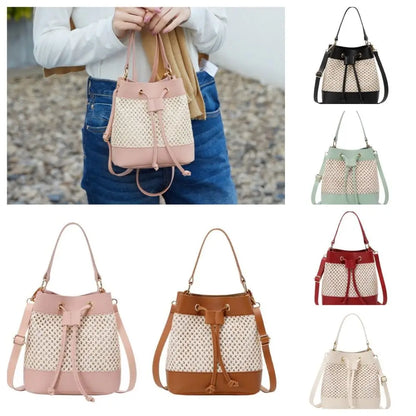 Bundle Pocket Straw Crossbody Bag