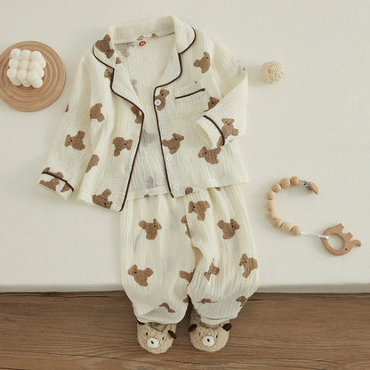 Kid's Pajama Suit Bear Print