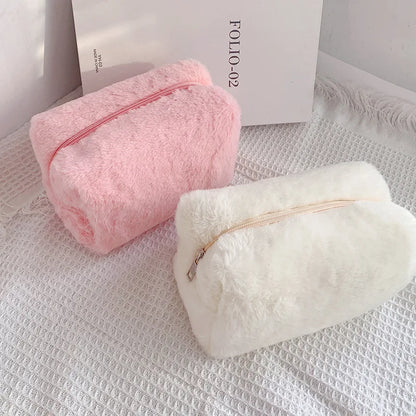 Solid Fur Cosmetic Storage Bag